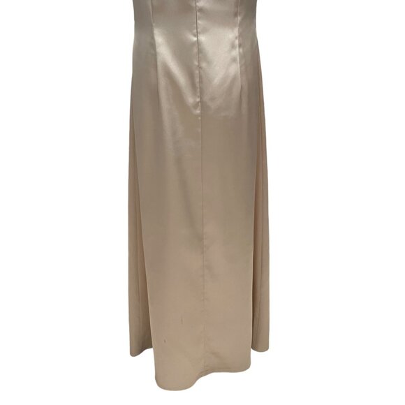 Elegant Gina Bacconi Satin Gown 10 Gold Floral Embroidery Formal HOCO Luxurious - Picture 6 of 15